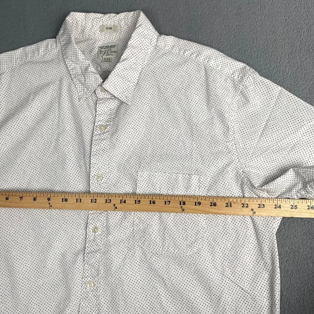 J. Crew Men's size XXL Slim Fit Stretch Short-Sleeve Shirt White,Pocket‎